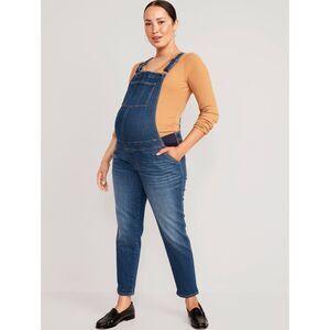 OLD NAVY Maternity Side-Panel OG Straight Jean Overalls, Myrtle, Sz 6S